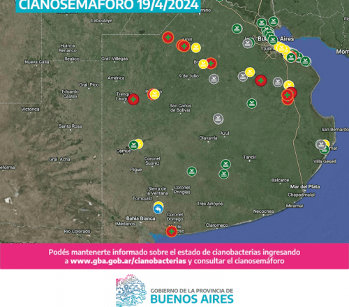 3 municipios continúan en alerta roja por cianobacterias en la provincia de Bs As