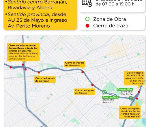 Desvíos por obras en la Autopista Perito Moreno